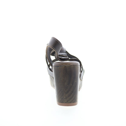 Bed Stu Lara F399014 Womens Brown Leather Hook & Loop Heeled Sandals Shoes