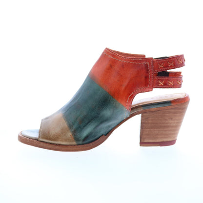 Bed Stu Ireni F399017 Womens Green Leather Hook & Loop Strap Heels Shoes