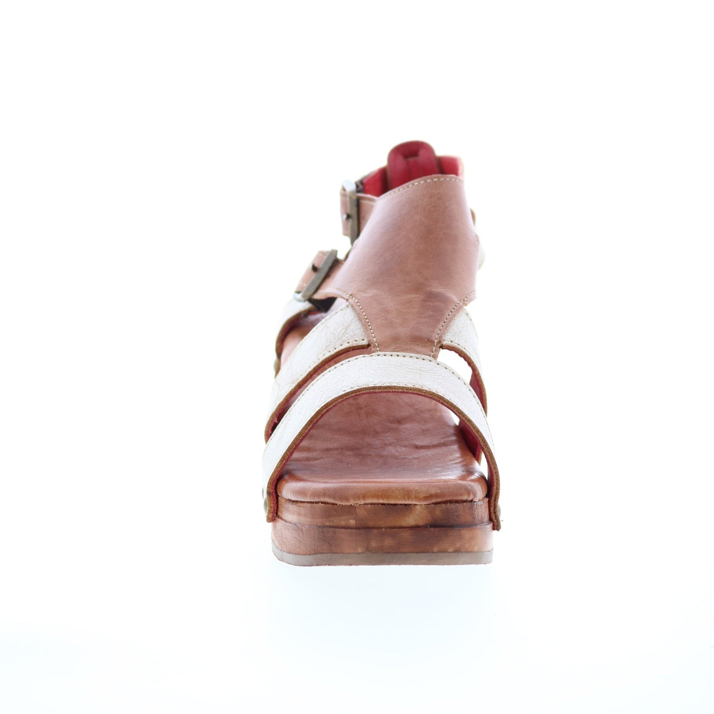 Bed Stu Devlin F399036 Womens Brown Leather Hook & Loop Heeled Sandals Shoes
