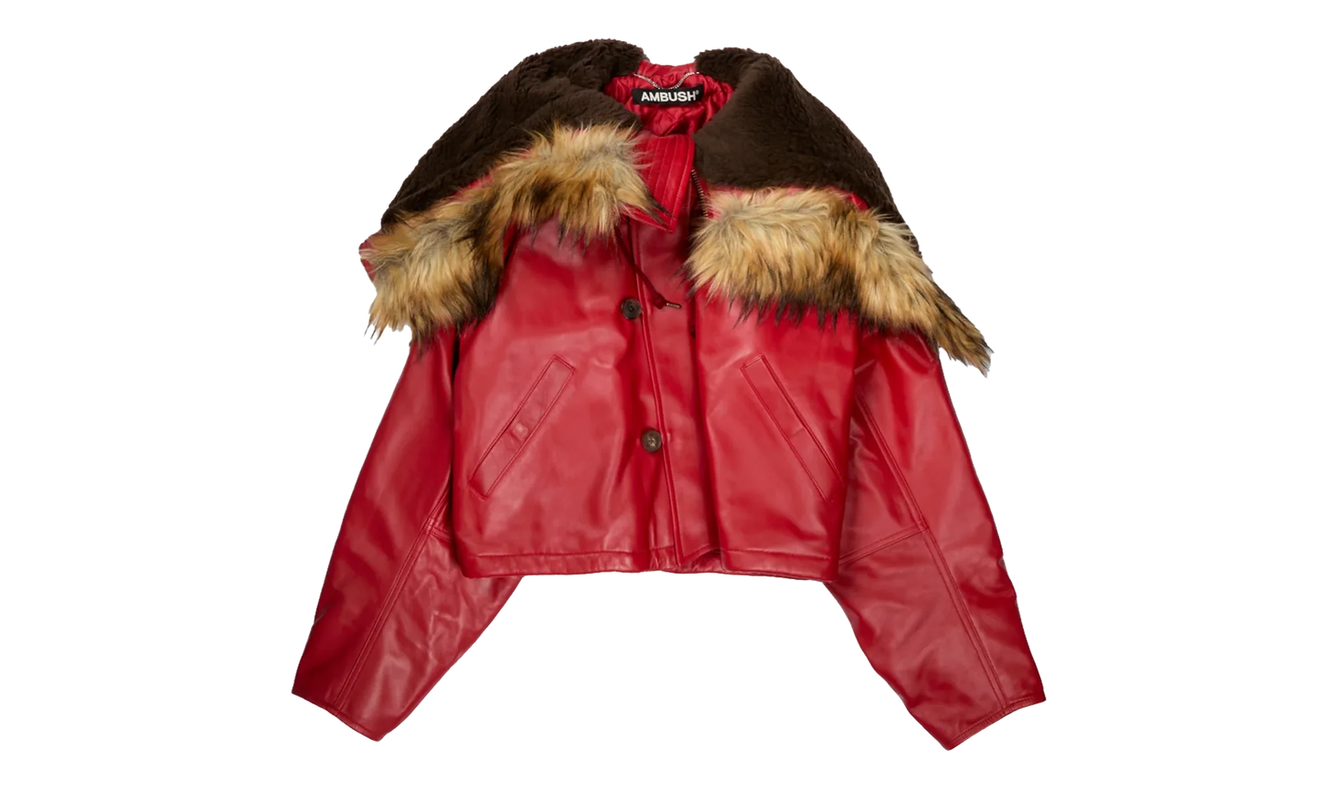 Leather Cropped N3B Jacket "Red" 12115561 RED