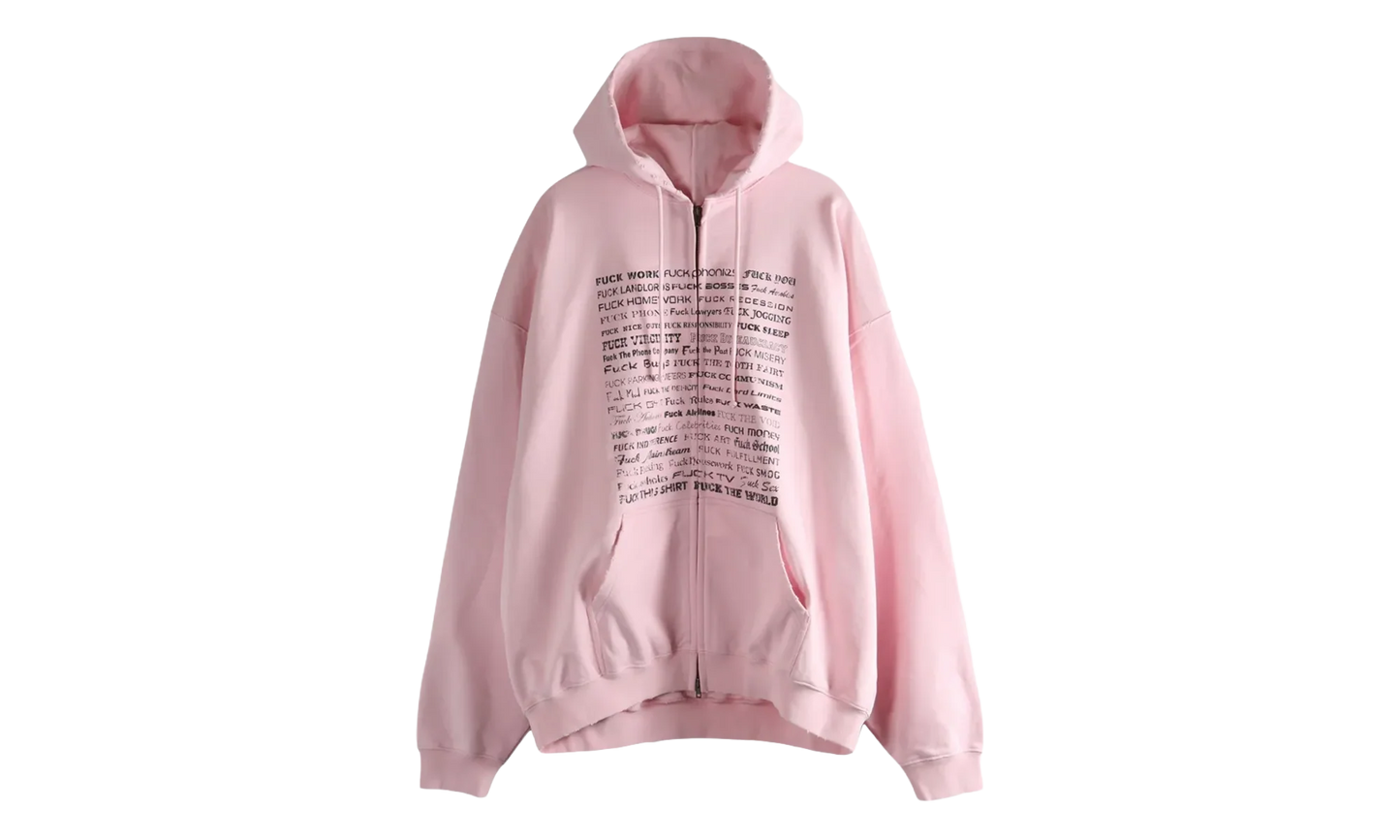 Fuck Everything Zip-Up Hoodie "Pink" ME76ZU209PX PINK
