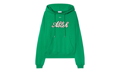 Varsity Print Cotton Hoodie "College Green" OMBB118S24FLE0055561