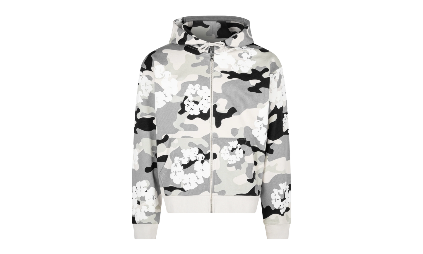 Cotton Wreath Zip Hoodie "White Camo" DT063