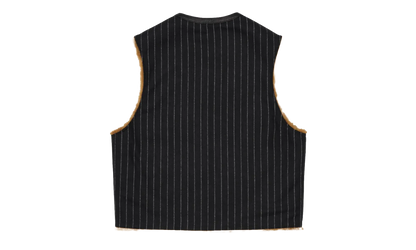 Reversible Pinstripe Shearling Vest "Black" DT456