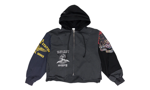 Upside Down Zip Hoodie "Black" PI00004