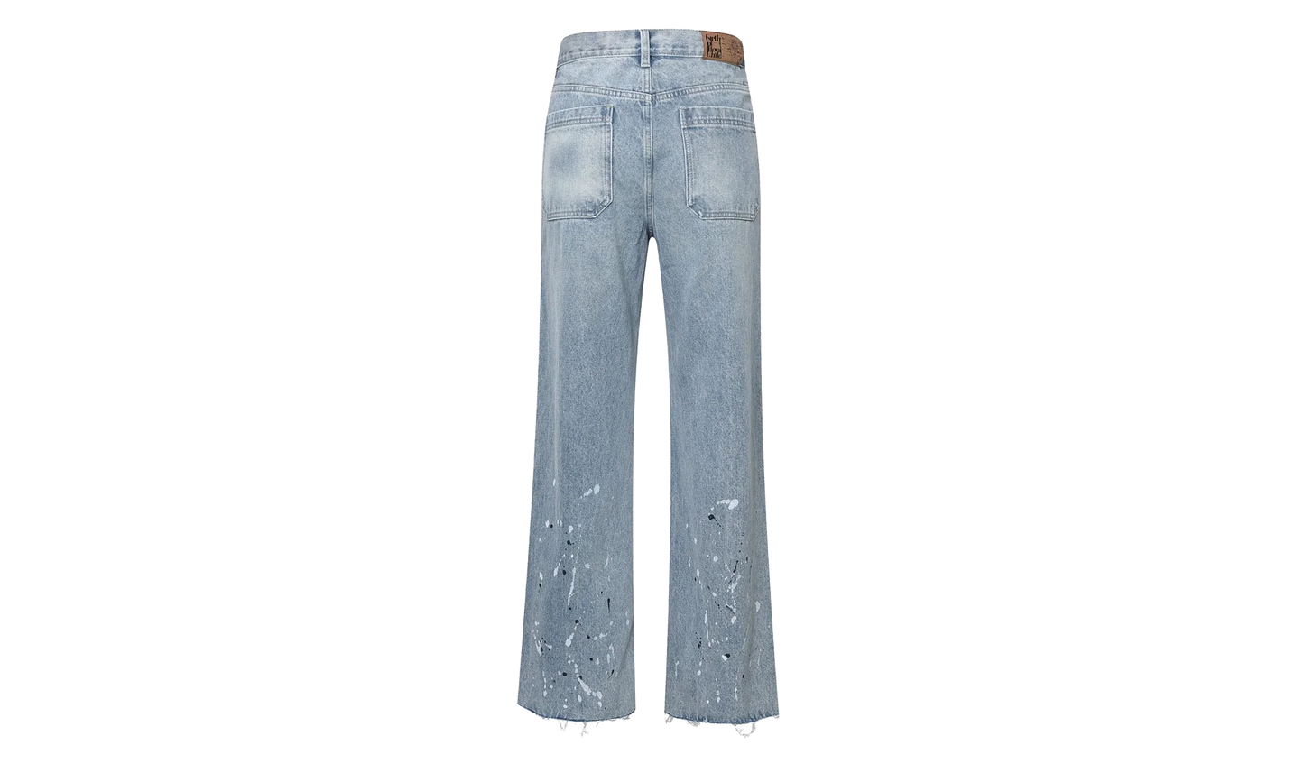 Printed Cross Chains Washed Denim Jean "Blue" BC23ZAWPT01 BLUE