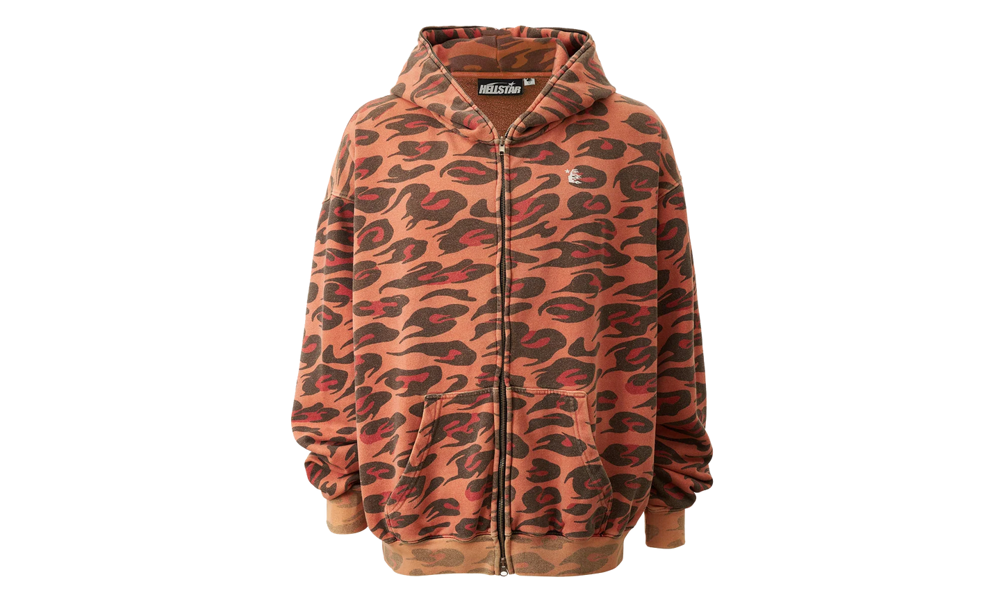Sunfaded Cheetah Zip-Up Jacket "Red" HSR269