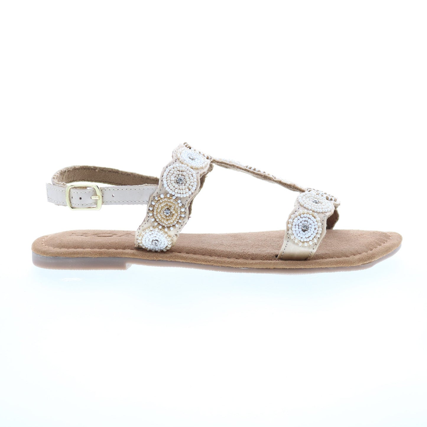Bed Stu Quarrel FR86028 Womens Beige Leather Hook & Loop Strap Sandals Shoes