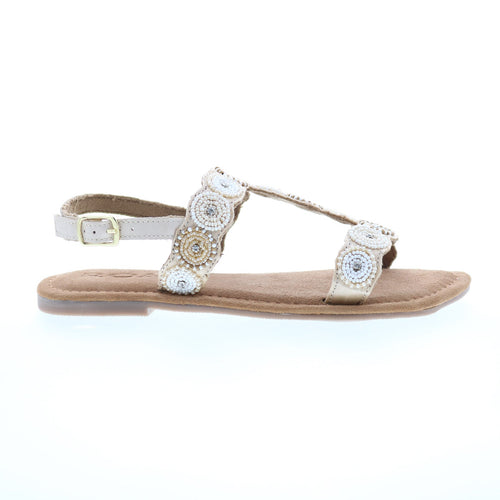 Bed Stu Quarrel FR86028 Womens Beige Leather Hook & Loop Strap Sandals Shoes