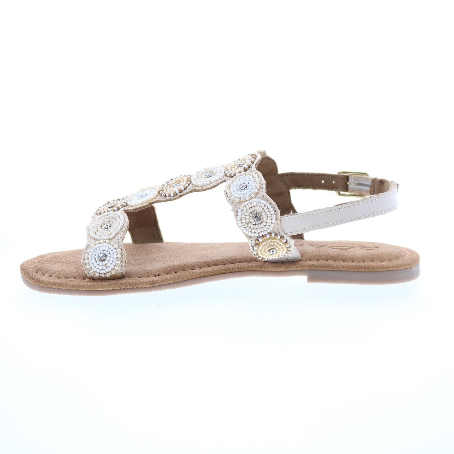 Bed Stu Quarrel FR86028 Womens Beige Leather Hook & Loop Strap Sandals Shoes