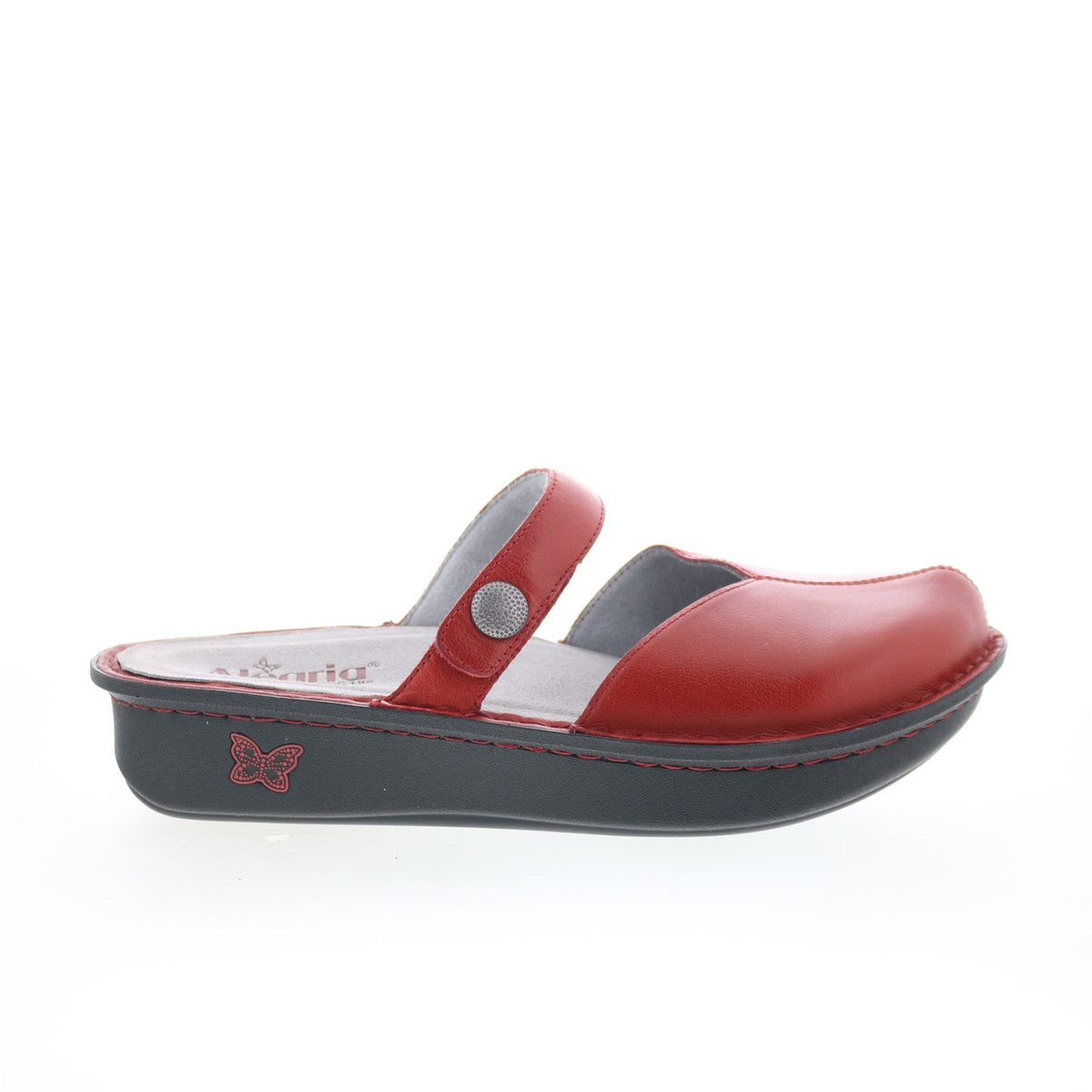 Alegria Kamila Garnet KAM-6107 Womens Red Leather Slides Sandals Shoes
