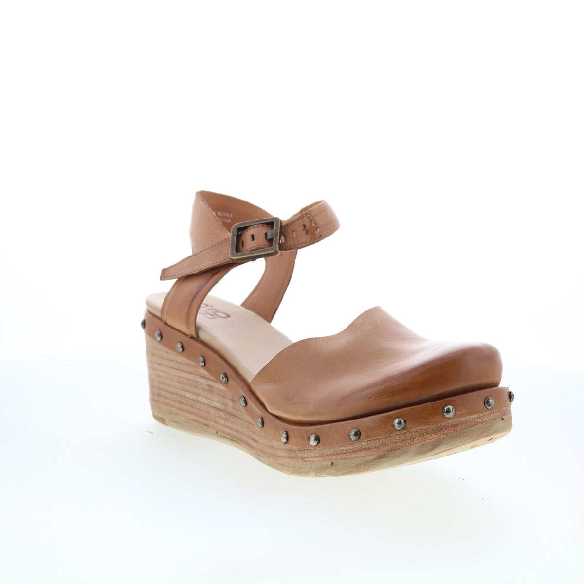 Pietro Womens Brown Leather Hook & Loop Wedges Sandals Shoes