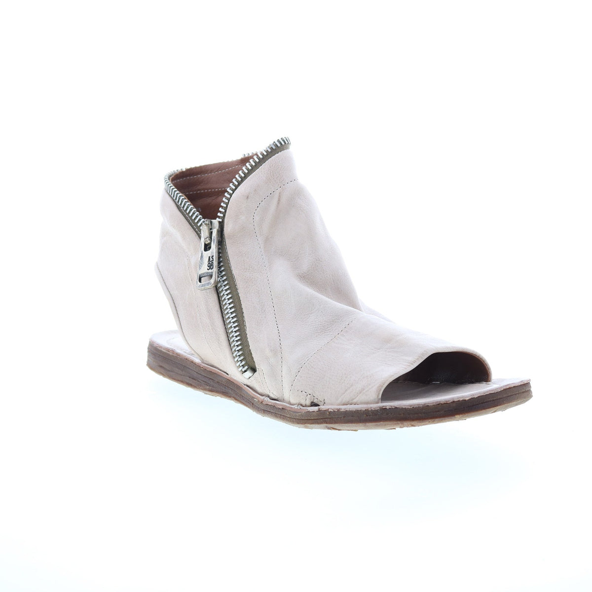 Ritchie Womens Gray Leather Zipper Mule Flats Shoes