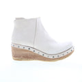 Savina Womens White Leather Zipper Ankle & Booties Boots